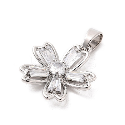 Rack Plating Brass Micro Pave Cubic Zirconia Pendants KK-M082-04A-P-1