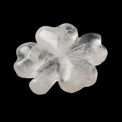 Natural Quartz Crystal Carved Clover Figurines Statues for Home Office Tabletop Feng Shui Ornament DJEW-G044-01E-1