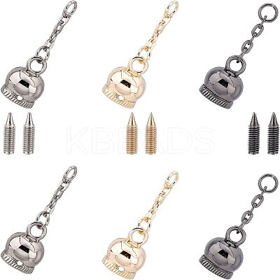 15 Sets 3 Colors Alloy Cord Ends with Cable Chains FIND-CA0003-57-1