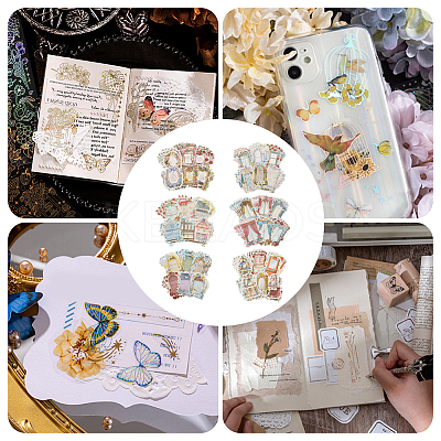 6 Sets 6 Styles Retro Paper Self Adhesive Decorative Stickers DIY-OC0011-15-1