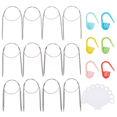 12 Styles Stainless Steel Wire Knitting Needles DIY-AR0004-93B-1