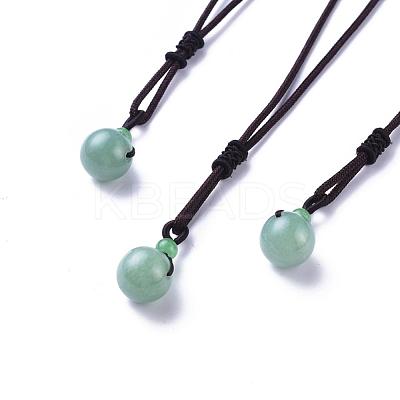 Natural Green Aventurine Pendant Necklaces NJEW-P241-A08-1