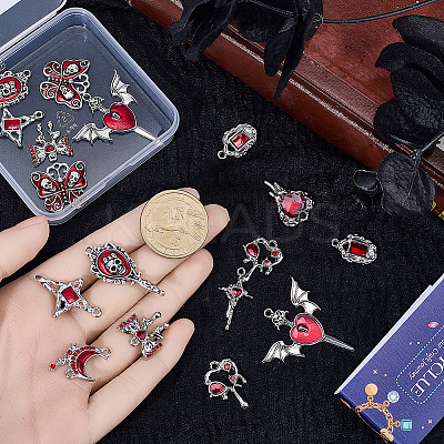 20Pcs 10 Styles Gothic Alloy Enamel Pendants FIND-SC0021-76-1