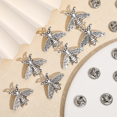 12Pcs Alloy Bees Lapel Pin JEWB-CA0001-36AS-1