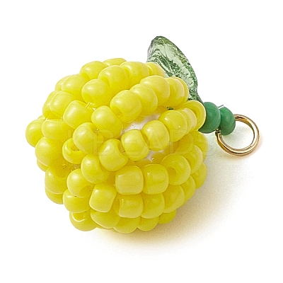 5Pcs 5 Colors Handmade Seed Beads Pendants PALLOY-TA00159-1