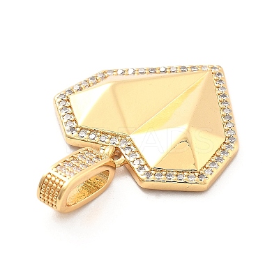 Rack Plating Brass with Cubic Zirconia Pendants KK-Q017-05B-G-1