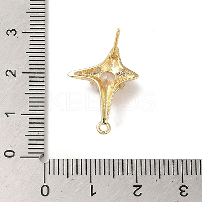 Brass with Clear Cubic Zirconia Stud Earring Findings KK-G499-01G-1