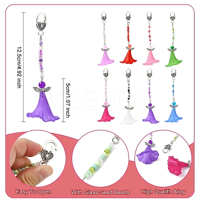 4Pcs Angel Acrylic & Glass Pendant Decorations HJEW-YW00060-01-1
