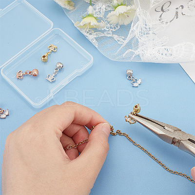 6Pcs 6 Style Rack Plating Brass Micro Pave Clear Cubic Zirconia Pendants ZIRC-OC0001-04-1