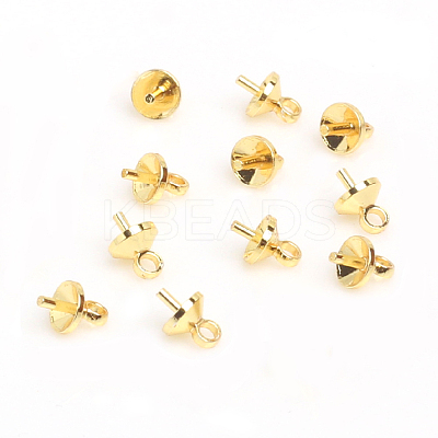 Brass Cup Pearl Peg Bails Pin Pendants KK-E280-24G-1