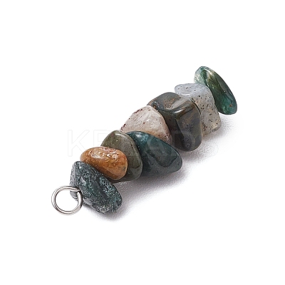 3Pcs Natural Labradorite & Moss Agate & Obsidian Chip Beaded Constellation Pendants PALLOY-JF03043-10-1