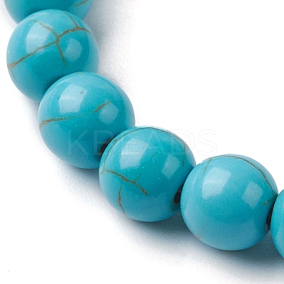 Round Synthetic Turquoise Beaded Stretch Bracelets BJEW-JB10276-02-1