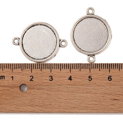 Tibetan Style Alloy Flat Round Cabochon Connector Settings TIBE-M022-09AS-1