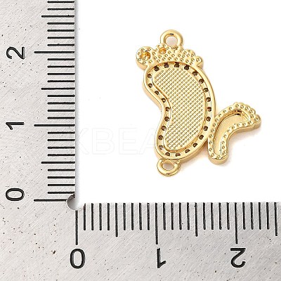 Rack Plating Brass Micro Pave Clear Cubic Zirconia Footprint Links Connector Charms KK-K385-111G-1