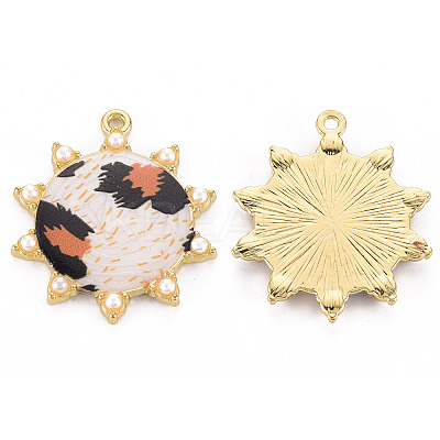 Rack Plating Printed Alloy Pendants LS-ENAM-Q445-010C-NR-1