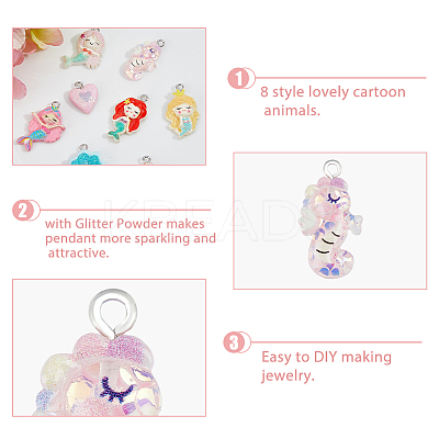 40Pcs 8 Styles Opaque & Transparent Resin Pendants RESI-FH0001-51-1