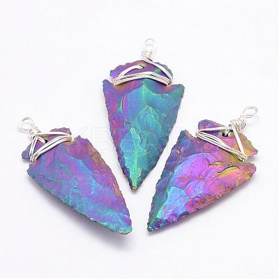 Electroplated Quartz Crystal Big Pendants G-G908-02P-1
