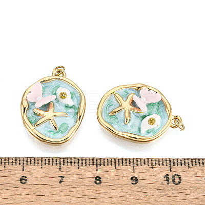 304 Stainless Steel and Enamel Resin ABS Imitation Pearl Porcelain Glitter Powder Pendants STAS-T069-83-1