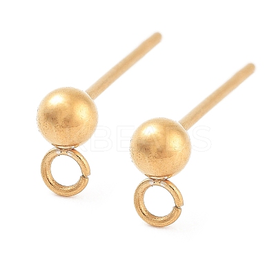 Ion Plating(IP) 304 Stainless Steel Ball Post Stud Earring Findings LS-STAS-E163-44G-01-1