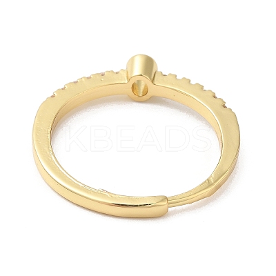 Rack Plating Brass Clear Cubic Zirconia Number 0 Adjustable Rings for Women RJEW-S407-09G-10-1