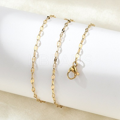 Ion Plating(IP) 304 Stainless Steel Dapped Chain Necklace for Men Women NJEW-E076-02G-1