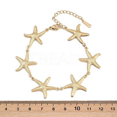 304 Stainless Steel Starfish Link Bracelets for Women BJEW-G759-01G-1