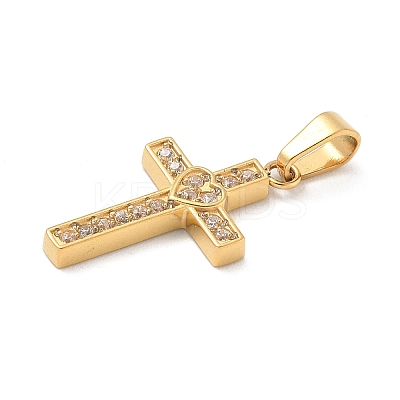Ion Plating(IP) 304 Stainless Steel Micro Pave Cubic Zirconia Pendants STAS-Z107-08G-07-1
