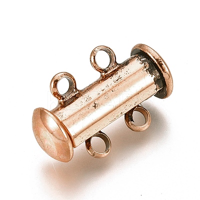 2-Strands 4-Holes Tube Brass Magnetic Slide Lock Clasps KK-D472-R-NF-1