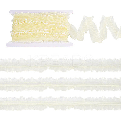 10 Yards Polyester Pleated Elastic Lace Trim SRIB-TA0001-23C-1
