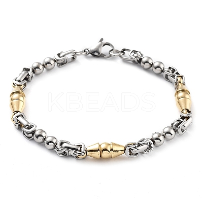 PVD Vacuum Plating 201 Stainless Steel Bicone Link Chain Bracelet BJEW-Z023-07P-1