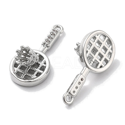 Rack Plating Brass Clear Cubic Zirconia Pendants KK-M102-23G-P-1