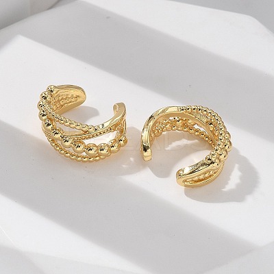 Rack Plating Brass Criss Cross Cuff Earrings EJEW-H099-11G-1