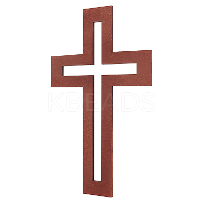 Wood Cross Wall Decoration AJEW-WH0348-328-1