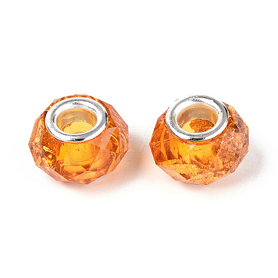 Transparent Resin Rondelle European Beads RESI-N044-01C-1