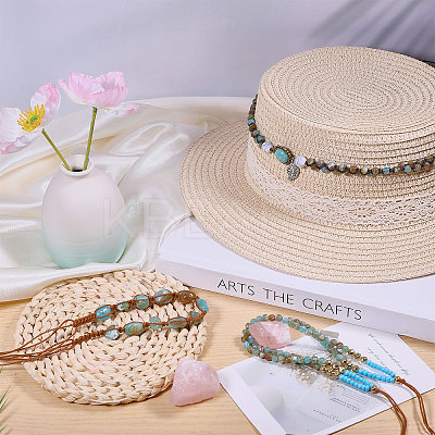 3Pcs 3 Styles Cotton with Glass & Plastic Beads Hat Bands DIY-CA0007-55-1