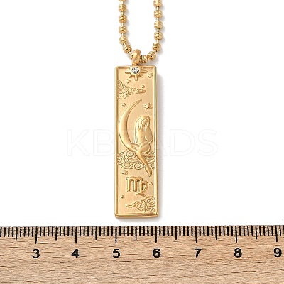 304 Stainless Steel Clear Cubic Zirconia Rectangle Constellation Pendant Necklaces for Women Men NJEW-S435-01G-F-1