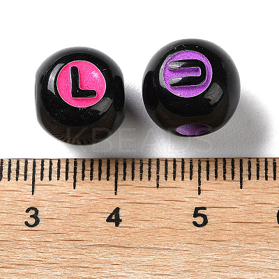Spray Printed Opaque Acrylic European Beads SACR-P031-09B-1