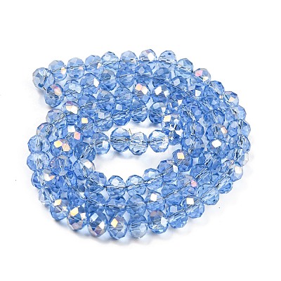Electroplate Transparent Glass Beads Strands EGLA-A034-T6mm-H15-1