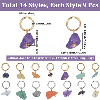 126Pcs 14 Styles Natural Stone Chip Charms FIND-BBC0004-61-1