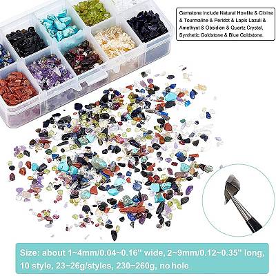 10 Style Natural & Synthetic Gemstone Chip Beads G-NB0002-54A-1