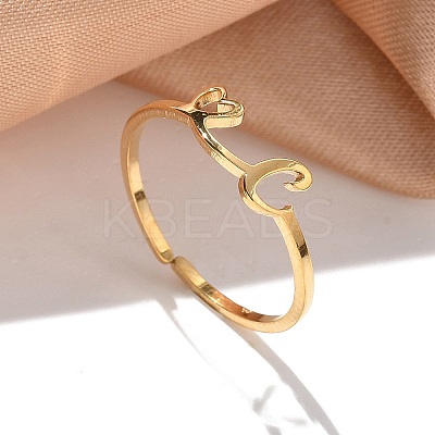 304 Stainless Steel Cuff Rings for Women RJEW-D285-01G-C-1