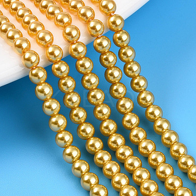 Baking Paint Pearlized Glass Pearl Bead Strands HY-N002-4mm-A08-1