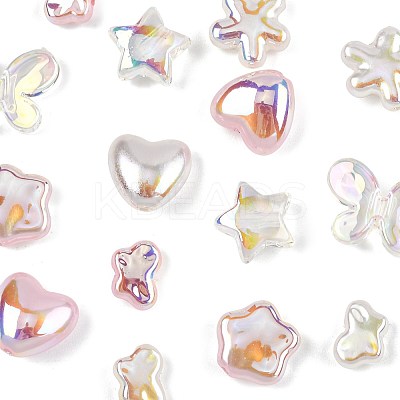 16Pcs 8 Styles UV Plating Plastic Imitation Pearl Beads KY-FS0001-47-1
