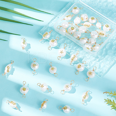 36Pcs 3 Styles Grade AA Natural Cultured Freshwater Pearl Connector Charms with Golden Tone Alloy Slices FIND-BC0004-55-1