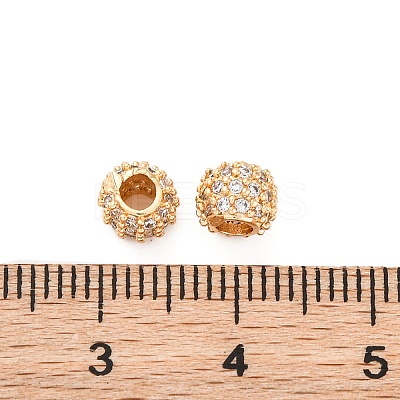 Brass Micro Pave Clear Cubic Zirconia Beads KK-H513-08G-1