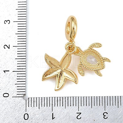 Brass Pave Clear Cubic Zirconia European Dangle Charms X-KK-N271-43G-1