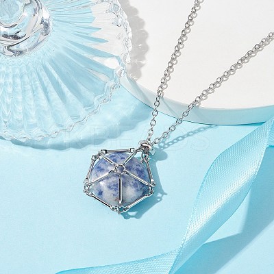 Stainless Steel Macrame Pouch Empty Stone Holder for Pendant Necklace Making NJEW-JN04532-02-1