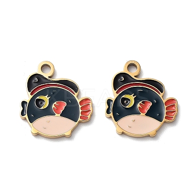 Ion Plating(IP) 304 Stainless Steel Enamel Pendants STAS-M340-06G-1