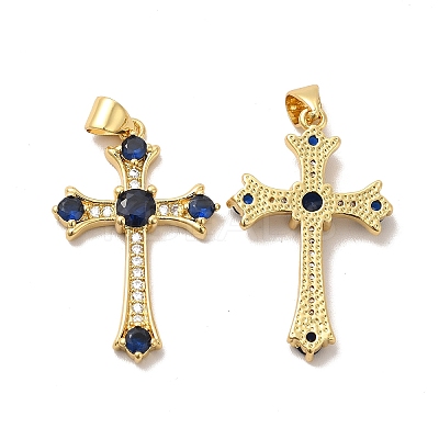 Rack Plating Brass Micro Pave Cubic Zirconia Pendants KK-K165-08G-1