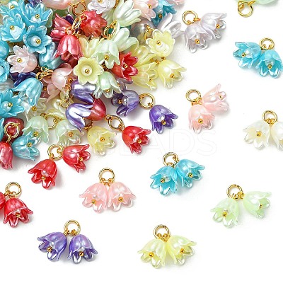 80Pcs 8 Colors Flower ABS Plastic Pearl Pendants PALLOY-CJ00075-1